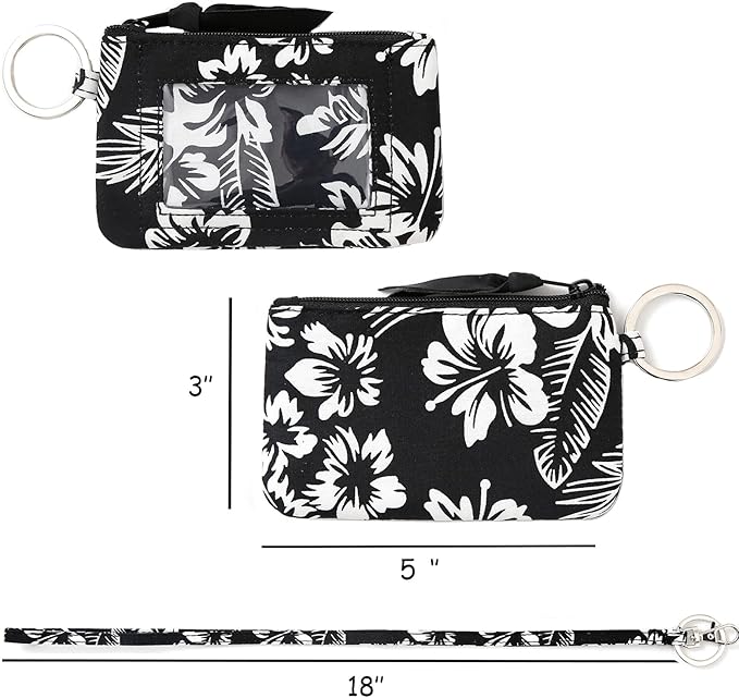 WONDERFUL FLOWER Lanyard Wallet, ID Holder with Lanyard, ID Wallet with Lanyard, Keychain Wallet for Women