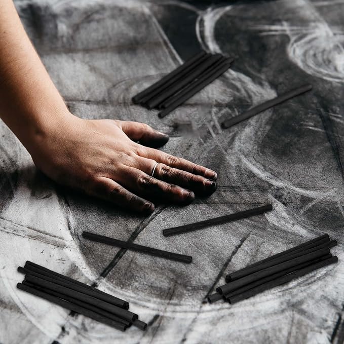 Gueevin 50 Pcs Willow Charcoal Sticks, Willow Charcoal, Artists, Beginners, Students, Perfect for Sketching, Drawing, Shading, and Fine Art (7-9mm)