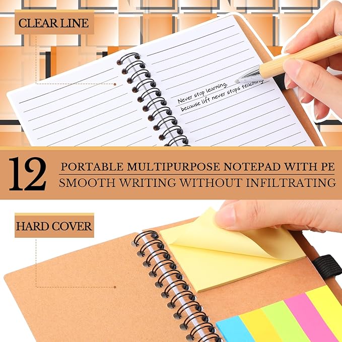Jetec 12 Sets Bulk Employee Appreciation Gifts Bulk Inspirational Spiral Notebook with Note Ballpoint Pen Thank You Gifts for Volunteer Social Worker Nurse Staff Coworker Students (Team)