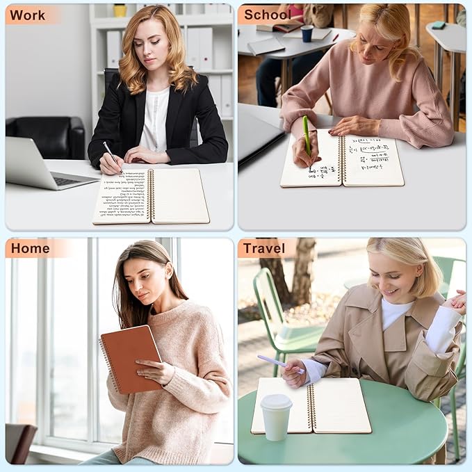 Lined Spiral Journal Notebook, A5 Hardcover Leather Notebook for Work, 5.7''×8.2'', 100GSM Thick Paper Spiral Bound Journaling Notebooks for Women & Men Office School Note Taking Business, Brown