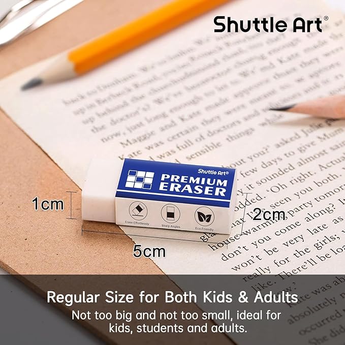 Erasers, Shuttle Art 144 Pack Premium Eraser Bulk, White Erasers Classroom Set for Kids Teachers as School and Office Supplies
