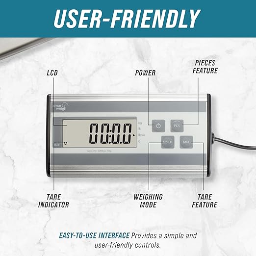 Smart Weigh 440lbs x 6 oz. Digital Heavy Duty Shipping and Postal Scale, with Durable Stainless Steel Large Platform, UPS USPS Post Office Postal Scale and Luggage Scale