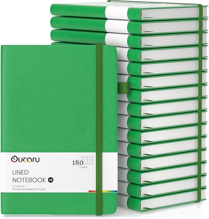 Lined Journal Notebook, 16 Pack, 180 Pages, A5 Journals for Writing, 100 GSM Thick Paper, Small Notebooks Daily Journal for Women Men Work, Business, School, Travel Supplies