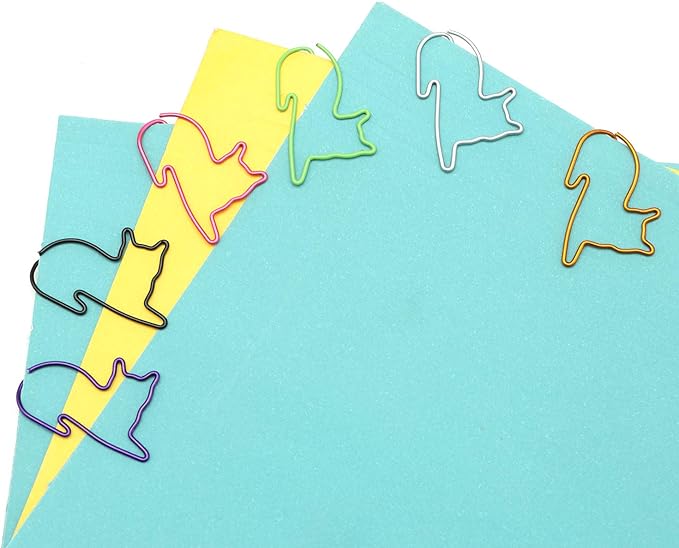 Adorable Cat Lover's Set: 6 Colorful Cat Paper Clips and Silhouette Cat Sticky Notes - Perfect Office Desk Accessories for Work and School