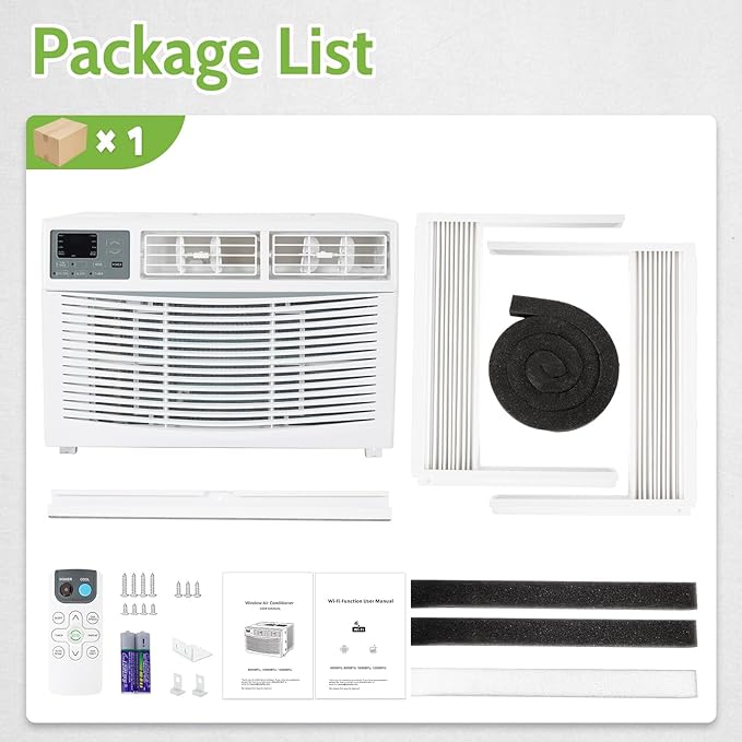 WiFi Enabled 8,000 BTU Window Air Conditioner, Smart Window AC Unit with Remote and Washable Filter, Energy Saving AC for Home, Bedroom, Cools up to 350 Sq. Ft