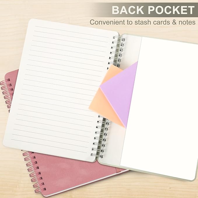 ABERLLS Beige Lined Spiral Journal Notebook with 160 Pages, 8×5.7in, A5 Spiral Notebook, Journaling Notebooks for Work, School, Women, Men, College Ruled Spiral Notebook, Hardcover Leather Journals