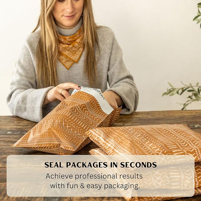 Poly Mailers 10x13 Inch 50 Pack Medium Shipping Bags Strong Thick Mailing Envelopes | Self Sealing Adhesive | Waterproof & Tear Resistant | Small Business Packaging for Clothing - Boho Brown