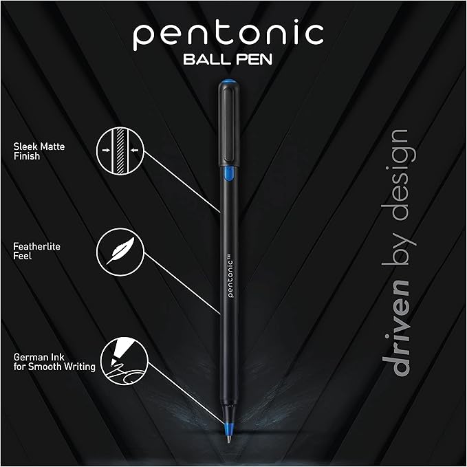 Pentonic Ballpoint Pens In Pen Organizer, Bulk 50 Count, Black Ink, 1.0 mm Medium Point, Smooth Writing For Journaling, Office & School (PEN12537)