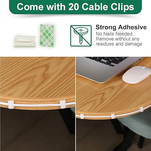 Uvital 25 Feet Phone Line Cord, RJ11 Phone Cable with 20pcs Cable Clips, Landline Telephone Wire and Coupler for Modem, Fax Machine - White