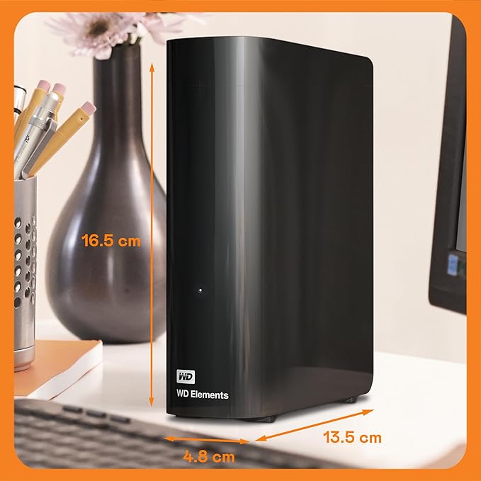 WD 24TB Elements Desktop External Hard Drive for Plug-and-Play Storage, USB 3.2 Gen1 - WDBWLG0240HBK-NESN