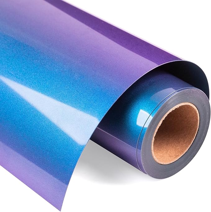 VINYL FROG Chameleon Heat Transfer Vinyl Roll HTV Vinyl - 12"x12ft Purple to Blue Gradient Iron on Vinyl for T-Shirts, Heat Press Vinyl for DIY Craft Designs (Purple to Blue)
