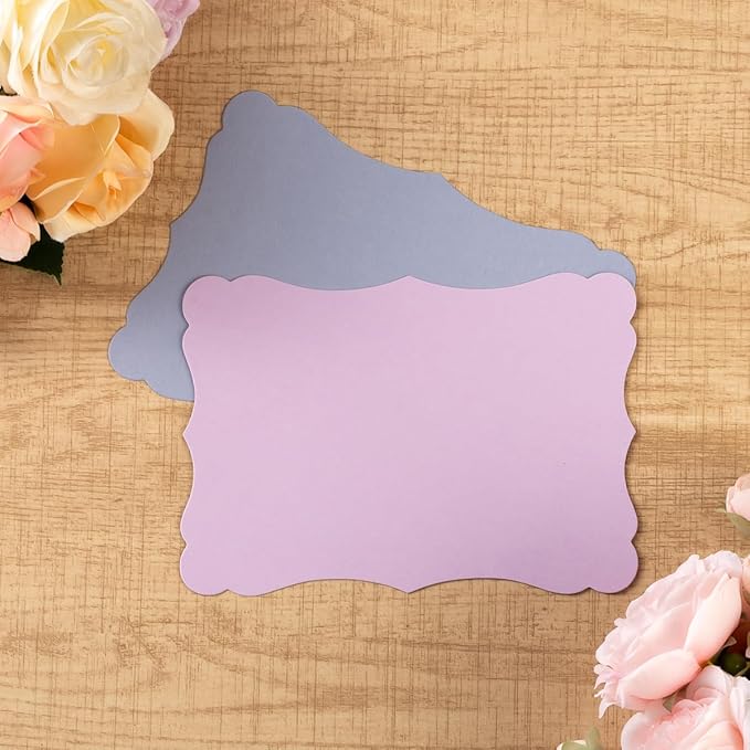 50 Pack Blank Kraft Cards Cardstock Thick Paper Brown Greeting Cards for DIY Gift Card Menus, Baby Shower and Wedding Invitations (Purple, 5 Colors, 4x6IN)