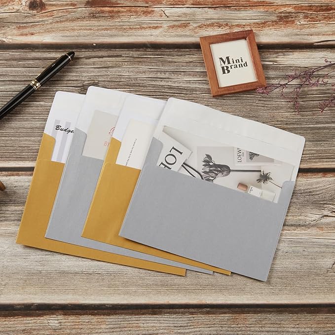 50 Pieces Metallic Color Self Seal Envelopes for Greeting Cards, Invitations, Postcards (Silver, 5x7)