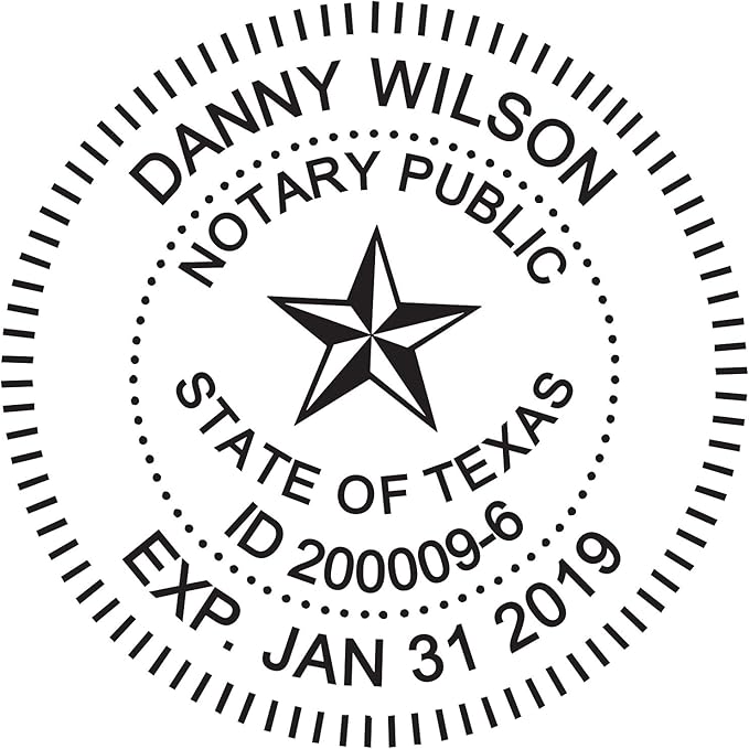 Round Notary Stamp for State of Texas- Self Inking Stamp - Top Brand Unit with Bottom Locking Cover for Longer Lasting Stamp - 5 Year Warranty