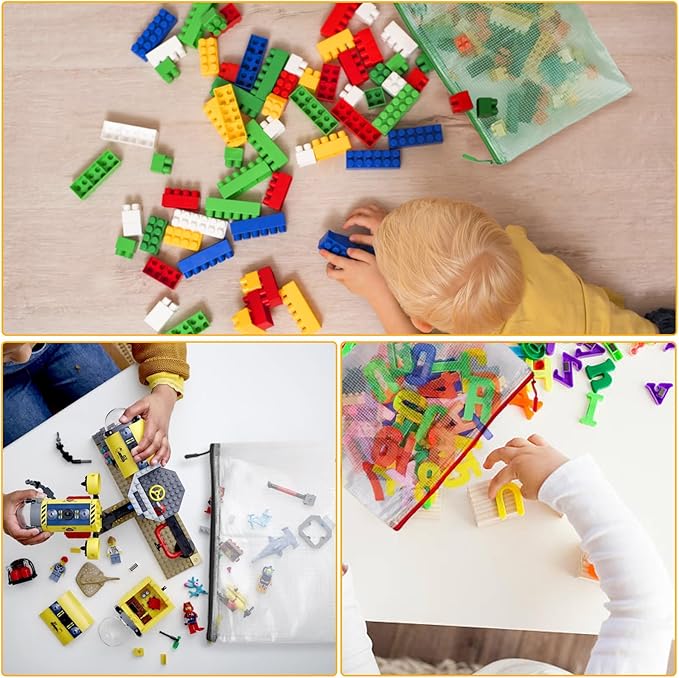 24pcs Mesh Zipper Pouch Bags - A4 Zipper Bags for Classroom Organization, Board Game & Puzzle Storage