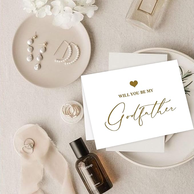 LADY&HOME Set of 2 Godparents Proposal Cards with Envelope,Will You Be My Godfather/Godmother Card Godparents Proposal Gift (C2:Godfather & Godmother)