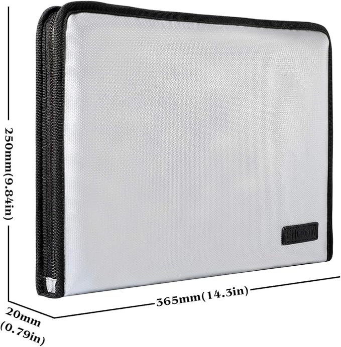 ENGPOW Expanding File Folder Important Document Organizer Fireproof and Waterproof Document Bag with A4 Size 13 Pockets Zipper Closure Non-Itchy Silicone Coated Portable Filing Wallet Pouch(Silver)