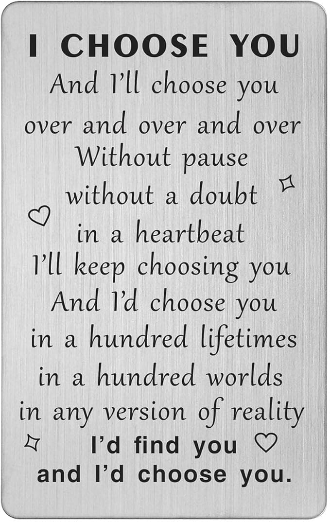 TANWIH I Choose You Wallet Card Gift, Groom Gifts from Bride on Wedding Day, I Love You Cards Gifts for Him Husband, Engagement, Valentines