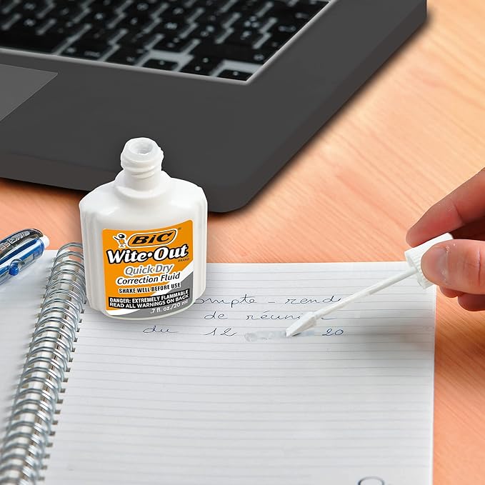 BIC Wite-Out Quick Dry Correction Fluid - 2 pack - white color writeout - white-out