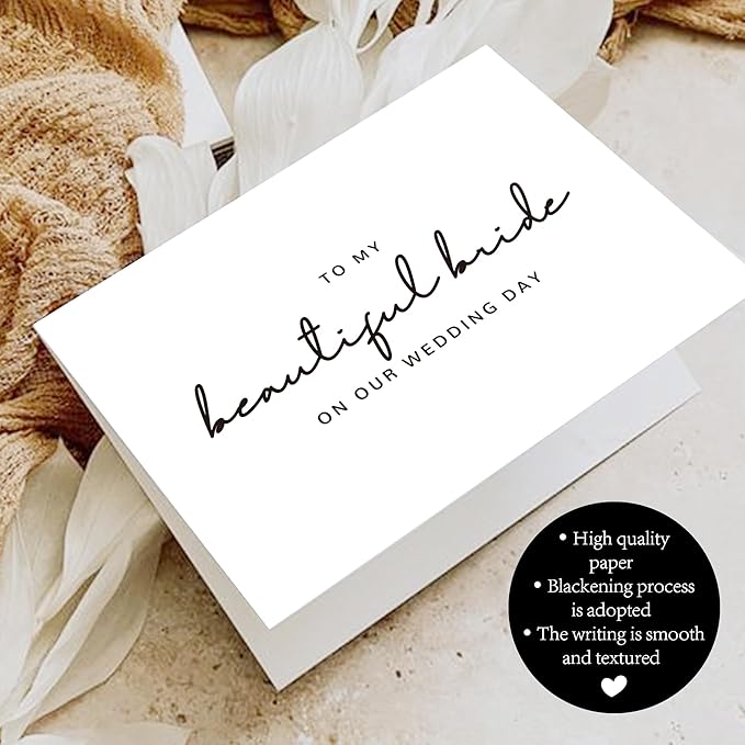 Set of 2 Wedding Cards for Bride and Groom with Matching Envelopes, To My Bride on our Wedding Day Card, To My Groom on our Wedding Day Card.（Groom/Bride C）