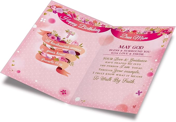 Prime Greetings Religious Birthday Card For Mom, Made in America, Eco-Friendly, Thick Card Stock with Premium Envelope 5in x 7.75in, Packaged in Protective Mailer