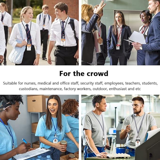 3 Pack Neck Lanyard with ID Badge Holder, Office Strap Lanyards, Stainless Metal Swivel Hook for Name Tag, Badge Holders, Keychains, Card, Blue