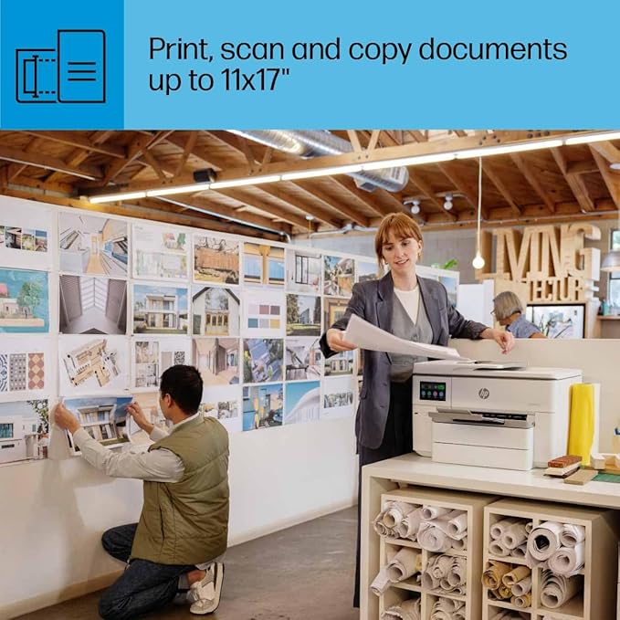 HP OfficeJet Pro 9730e Wide Format Wireless All-in-One Color Inkjet Printer, Print, scan, Copy up to 11x17', ADF, Duplex Printing Best for Office, 3 Months of Instant Ink Included (537P6A)