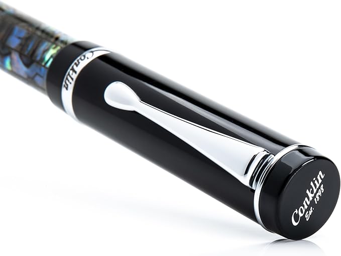 Conklin Duragraph Fountain Pen Abalone Nights - Broad Nib, Elegant Writing Instrument with Stunning Abalone Finish