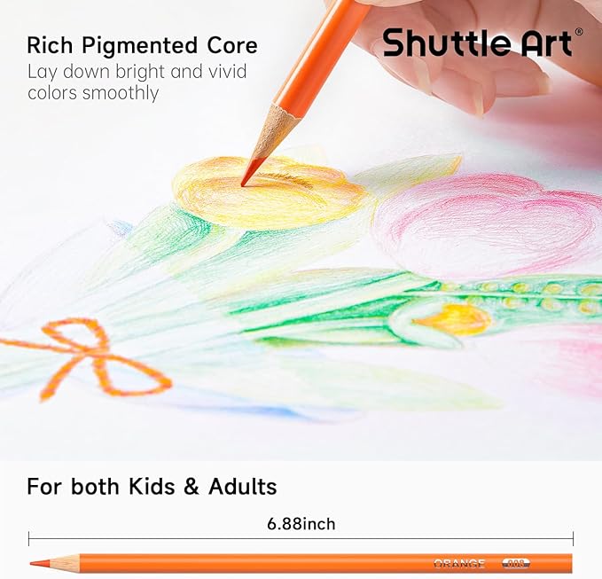 Shuttle Art 504 Colored Pencils Bulk, 12 Vibrant Colors, Pack of 42, Pre-sharpened Coloring Pencils, Wood Colored Pencil for Kids Teachers, Classroom Essentials, Back to School Supplies