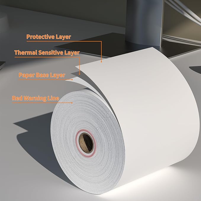 CLASSY Thermal Paper 3 1/8 x 230ft, 5 Rolls Receipt Paper for Cash Registers Printer, ATM Machine,Compatible with Wide Range of POS Systems for Small Business,BPA Free