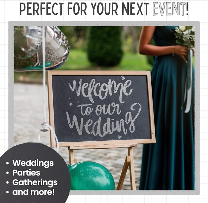 5 Silver Chalkboard Chalk Markers - Silver Dry Erase Markers for Blackboard, Chalkboard Signs, Windows, Glass | Variety Pack - Fine & Jumbo Size Ink Pen (1mm, 3mm, 6mm, 10mm, 15mm)