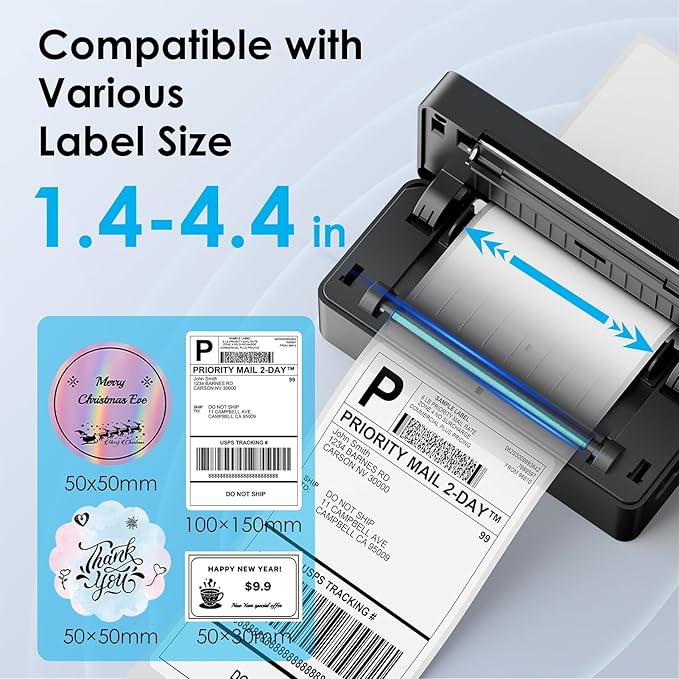 Shipping Thermal Label Printer, 4x6 Portable Label Printer, Bluetooth Label Maker for Small Business, Support iPhone,Android,Windows,Mac,Chromebook,Works with USPS, Ebay,Shopify&More, Black