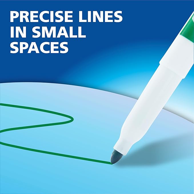 EXPO Low Odor Dry Erase Markers Fine Tip Assorted Colors 12 Count