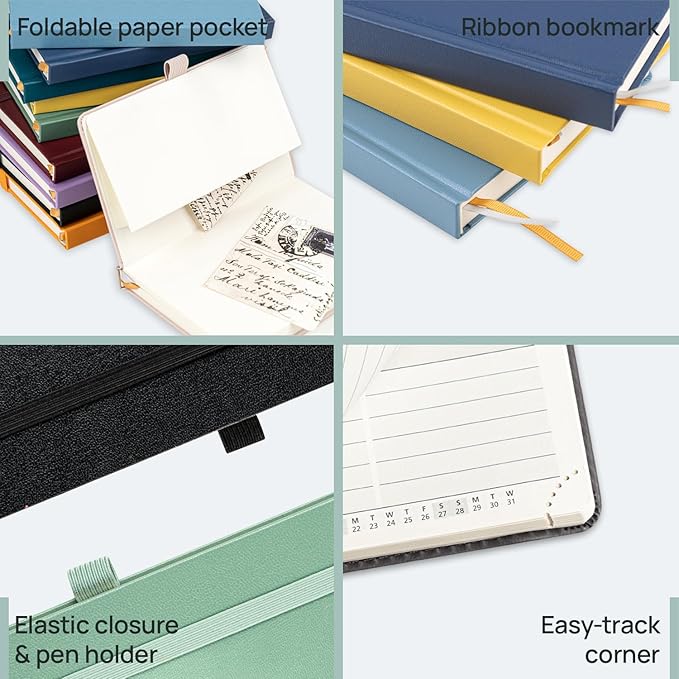 POPRUN Pocket Planner 2025-2026, (Purse Size 4''x 6.25'' Hard Cover) Academic Year Calendar Daily Weekly and Monthly (July 25-June 26) with Hourly Time Slots, 100 GSM Paper - Light Yellow