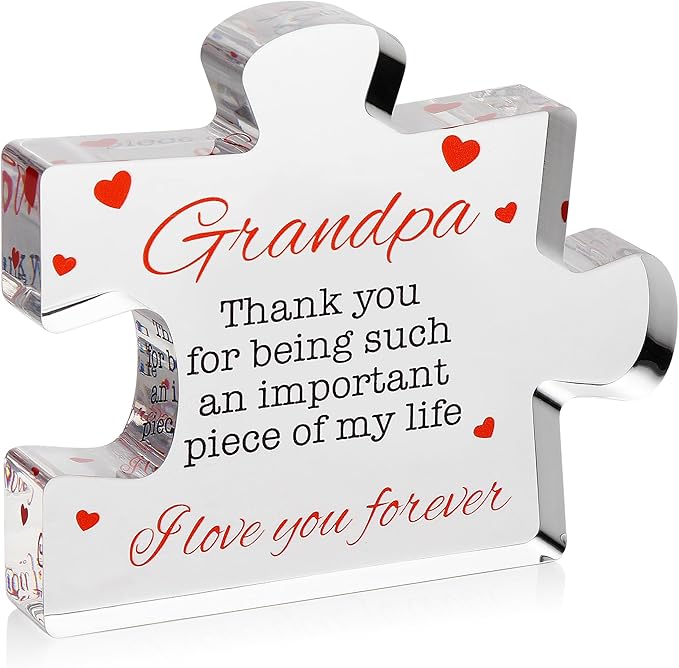 Gifts for Grandpa - Engraved Acrylic Block Puzzle Gift 3.35 x 2.76 inch - Novelty Birthday, Christmas, Valentine's Gifts