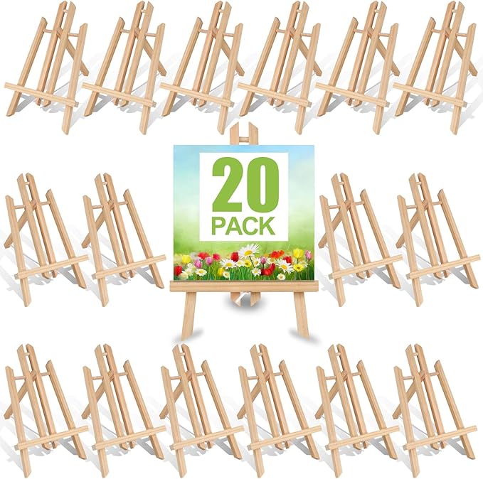 20pack Portable Wood Easel - Desktop Display Rack for Parties and Events - Versatile Wood Art Stand for Artists and Creations
