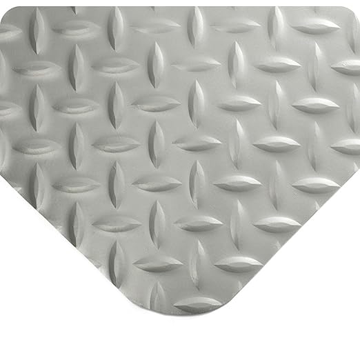 Wearwell 414.1516x2x24GY Diamond-Plate SpongeCote UltraSoft Mat, 24' Length x 2' Width x 15/16" Thick, Gray