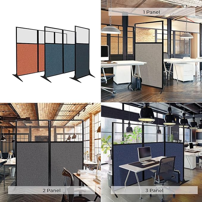 Versare Workstation Partition | Portable Wall Divider | Modern Office Cubicle | Free Standing Privacy Screen | Flexible Work Space | 99" x 70" Mocha Fabric Panels