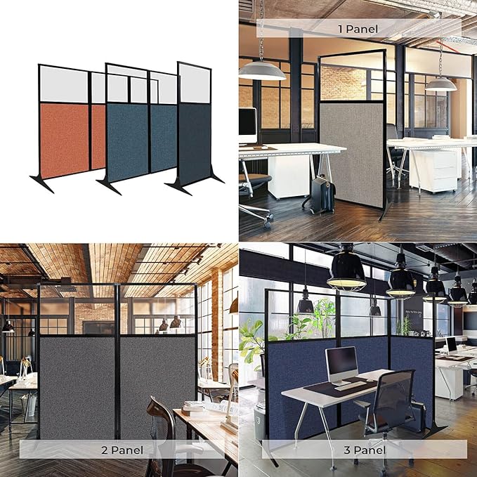 Versare Workstation Partition | Portable Wall Divider | Modern Office Cubicle | Free Standing Privacy Screen | Flexible Work Space | 33" x 70" Latte Fabric Panels