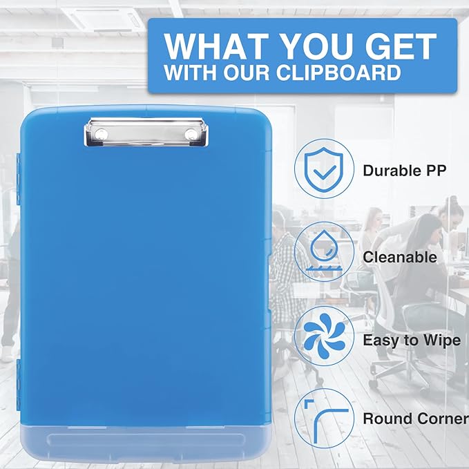 Sooez Clipboard with Storage, High Capacity Nursing Clipboards with Pen Holder, Heavy Duty Plastic Storage Clipboard with Low Profile Clip, Clipboard Folder, Teacher Must Haves, Office Supplies