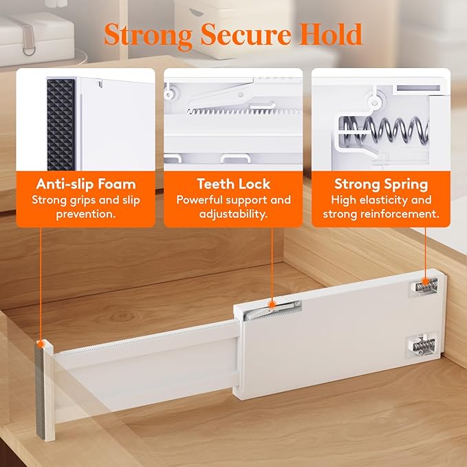 Lifewit 20 Pack Drawer Dividers 4" High, 11-17" Adjustable Dresser Drawer Organizers for Clothes, Expandable Dresser Separators in Bedroom/Bathroom/Kitchen/Vanity/Office Organization and Storage,White