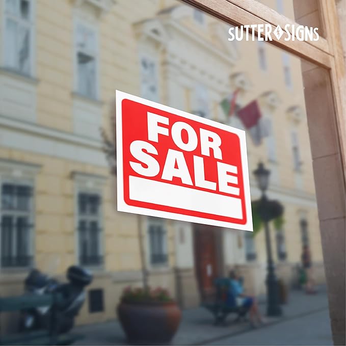 For Sale Signs for Vehicles Sticker 2pcs | Self Stick On For Sale Sign for Car Window, Business, Owner | Outdoor Weatherproof Vinyl Sticker Signs, 10" x 7"