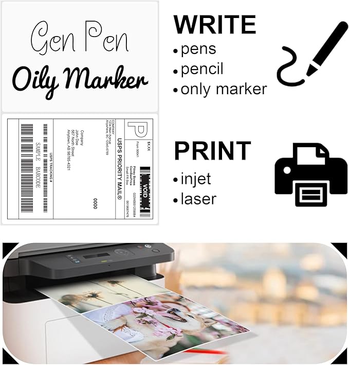 8.5 x 5.5 Half Sheet Shipping Labels for Laser and Inkjet Printers, 2 Per Page Self Adhesive Mailing Labels, White Blank Labels [150 Sheet 300 Labels]