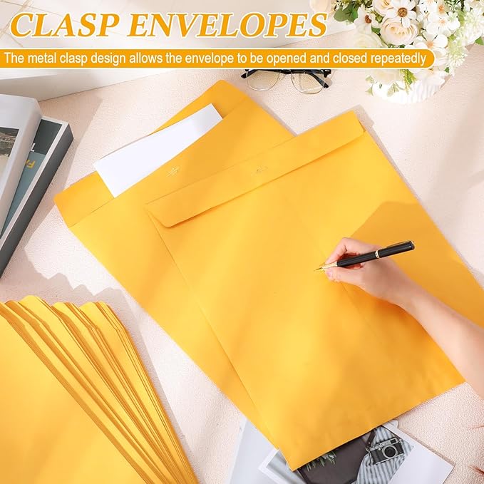 40 Pcs Extra Large Mailing Clasp Envelopes 14 x 18 Inch Jumbo Kraft Catalog Manila Envelope with Clasp Closure for Oversized Big Document Office Home Business School Storing Mailing (Brown)
