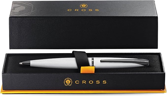 Cross ATX Refillable Ballpoint Pen Presented in a Luxury Gift Box - Medium Point, Black Ink, Sandblasted Chrome