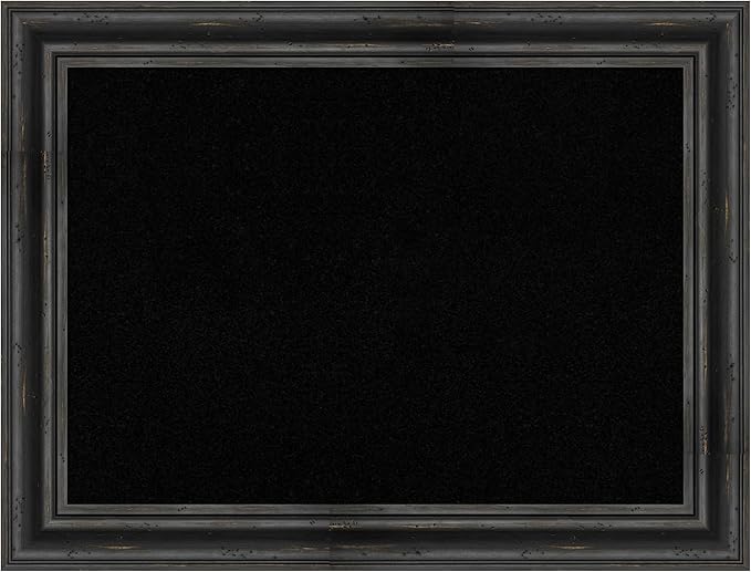 Amanti Art Black Cork Board for Wall, 25x33 Vision Board with Black Wood Frame, Medium Corkboard Office Decor for Home Organization, Country Rustic Corkboard Pinboard to Display Items for Home