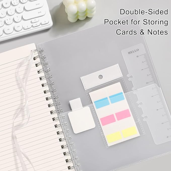 EMSHOI Lined Journal A4 Spiral Notebook, College Ruled Notebook, 300 Pages/150 Sheets, 100gsm Acid-Free Paper, Waterproof Softcover Notebook for School, Work, Writing, 8.27" × 11.2" - Transparent