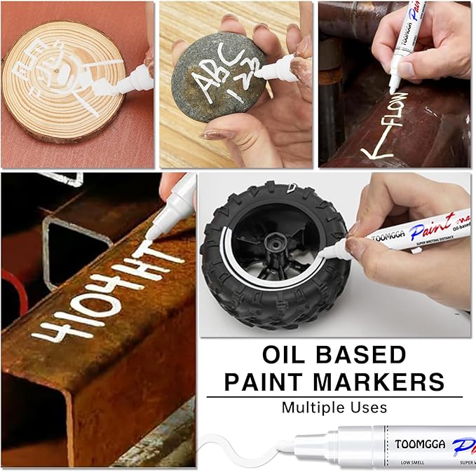 Yellow Permanent Paint Pens Paint Markers - 2 Pack Oil Based Markers, Quick Drying and Waterproof Marker Pen, Car Tire, Metal, Rock Painting, Wood, Ceramic, Plastic, Canvas, Mugs, Medium Tip