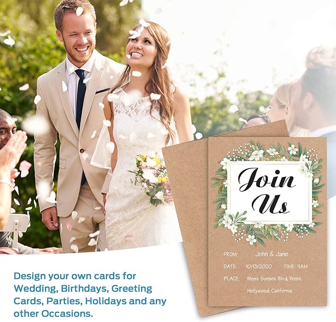 Blank Cards and Envelopes 100 Pack, Ohuhu 4 x 6 Heavyweight Kraft Paper Folded Cardstock and A4 Envelopes for DIY Greeting Cards, Wedding, Birthday, Invitations, Thank You Cards & All Occasions