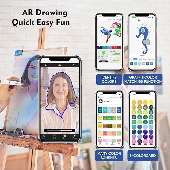 YHC 280 Color Alcohol Markers for Artists, Free APP for Coloring, Dual Tips Alcohol-Based Markers for Drawing,Painting and Sketching, Great Gift Idea for Kids and Adults.
